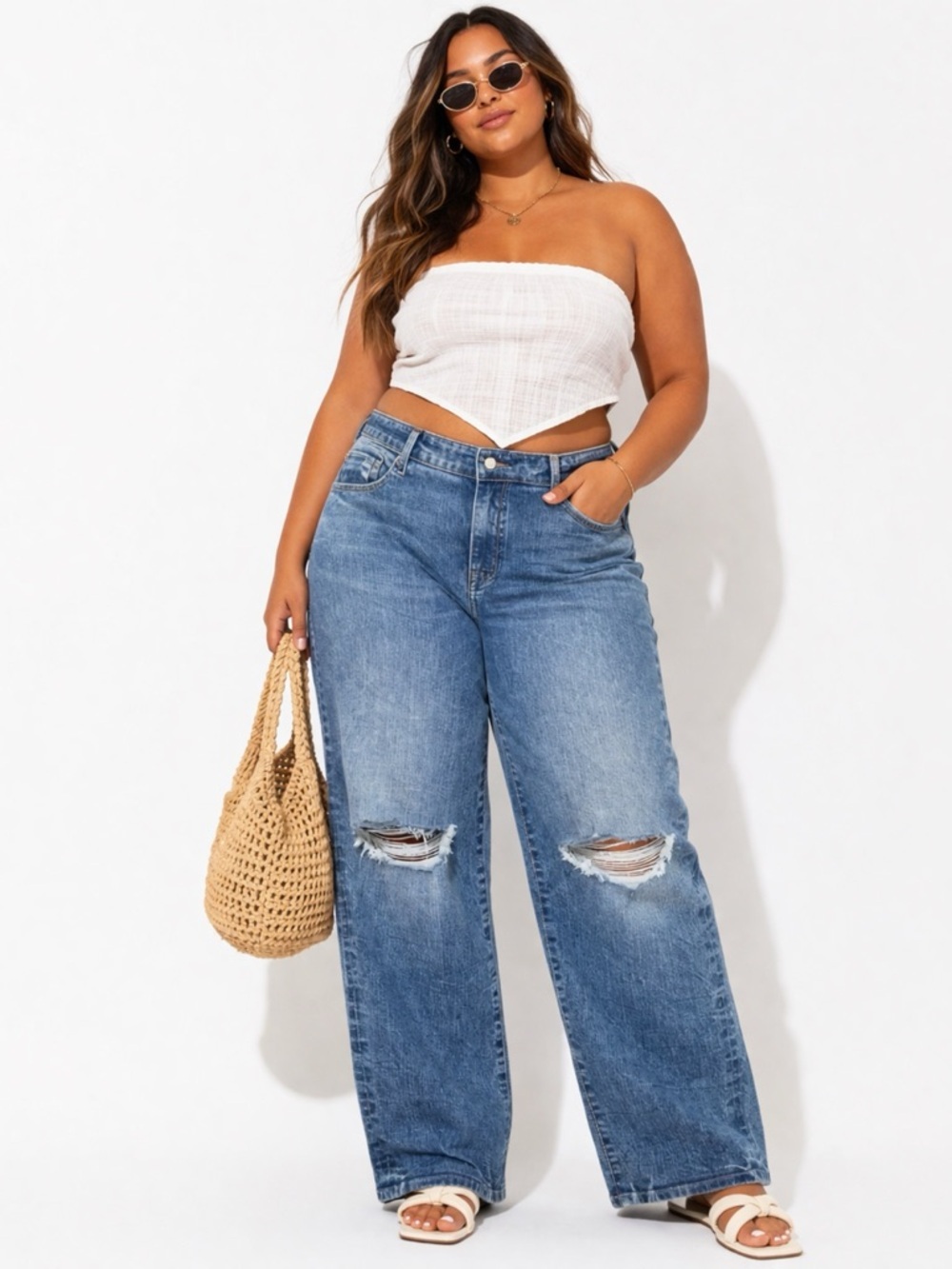 TORRID RIPPED WIDE LEG JEANS